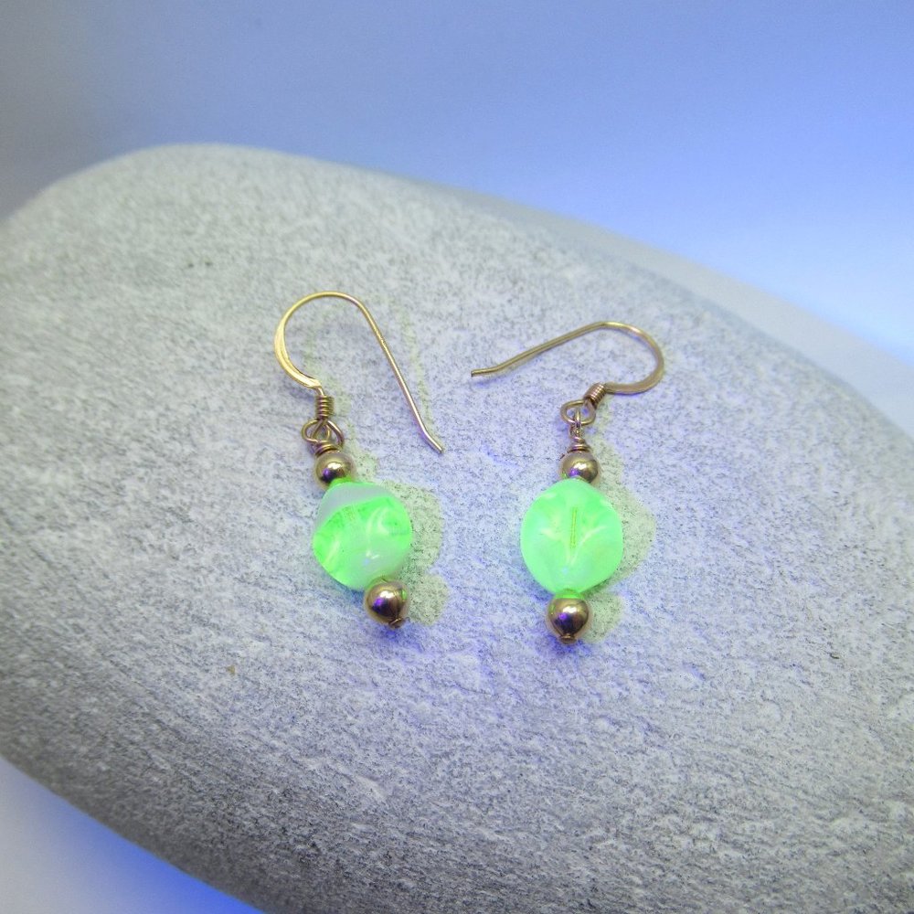 Uranium glass and 14k gold filled earrings